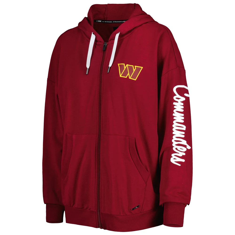 Sweat à capuche léger entièrement zippé pour femme MSX by Michael Strahan Bordeaux Washington Commanders Emerson