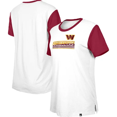 T-shirt pour femme New Era blanc/bourgogne Washington Commanders Third Down Colorblock