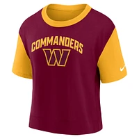 T-shirt Nike Washington Commanders High Hip Fashion or/bourgogne pour femme