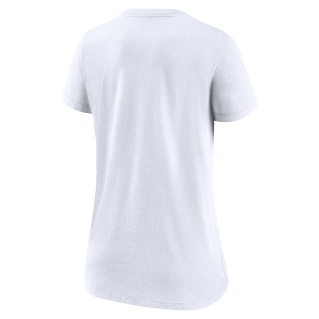 T-shirt à col en V tri-mélangé Nike Washington Commanders pour femme blanc
