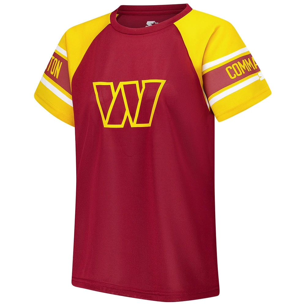 Haut raglan à blocs de couleurs Starter Burgundy Washington Commanders 1st Rounder pour femmes