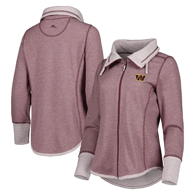 Sweat-shirt à fermeture éclair pour femmes Tommy Bahama bordeaux Washington Commanders Sport Sun Fade