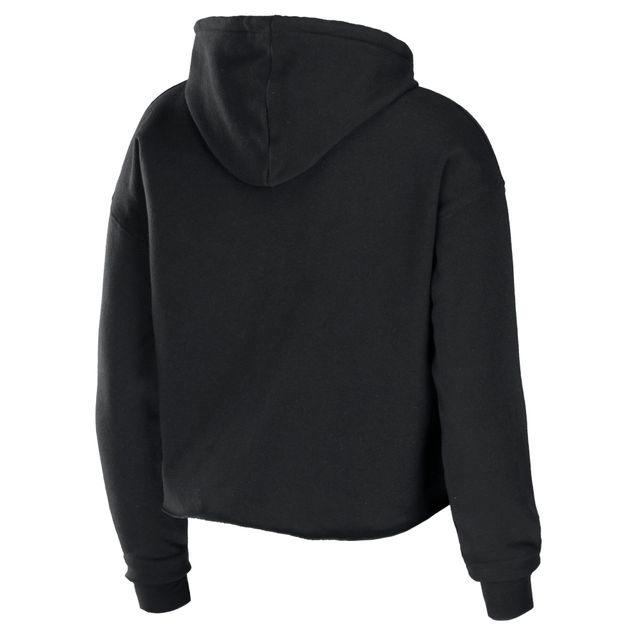 Women's WEAR by Erin Andrews Black Washington Commanders Sweat à capuche court en molleton éponge