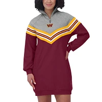Women's WEAR by Erin Andrews  Burgundy/Heather Gray Washington Commanders Chevron Stripe Dress