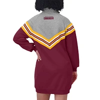 Women's WEAR by Erin Andrews  Burgundy/Heather Gray Washington Commanders Chevron Stripe Dress