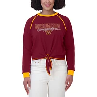 Women's WEAR by Erin Andrews Burgundy Washington Commanders Tie-Front Long Sleeve T-Shirt