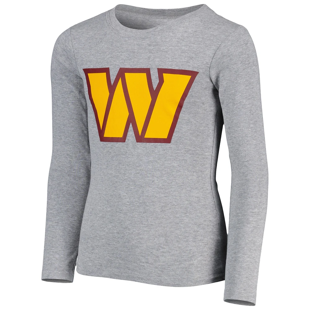 Ensemble de nuit gris chiné avec t-shirt à manches longues et pantalon l'équipe football Washington pour jeune