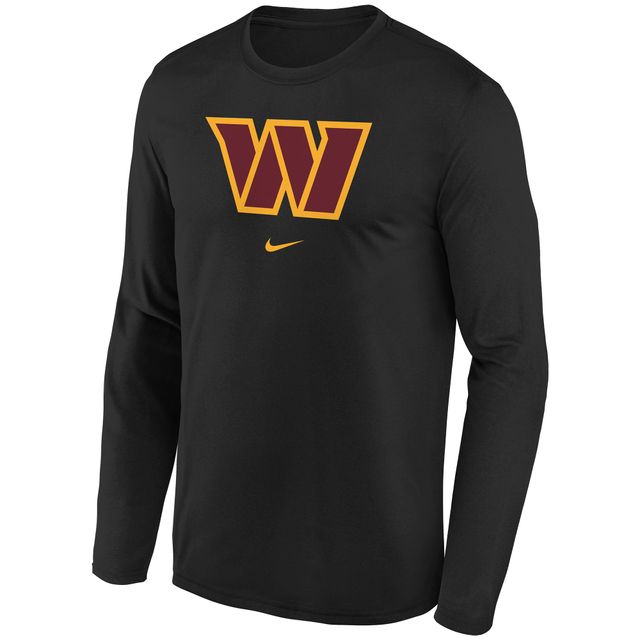 T-shirt Nike noir à manches longues avec logo de l'équipe Washington Commanders pour jeunes
