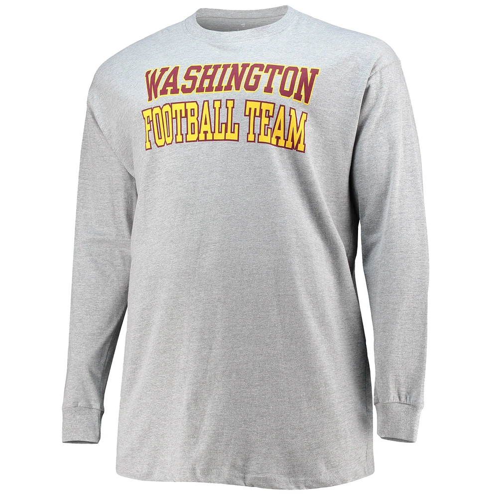 Men's Fanatics Heathered Gray Washington Football Team Big & Tall Practice Long Sleeve T-Shirt