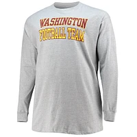 Men's Fanatics Heathered Gray Washington Football Team Big & Tall Practice Long Sleeve T-Shirt