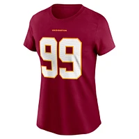 Women's Nike Chase Young Burgundy Washington Football Team Name & Number T-Shirt