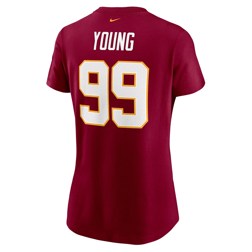 Women's Nike Chase Young Burgundy Washington Football Team Name & Number T-Shirt