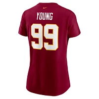Women's Nike Chase Young Burgundy Washington Football Team Name & Number T-Shirt