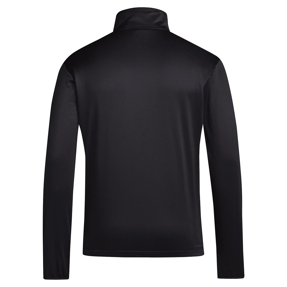 Haut adidas noir à glissière quart de tour pour homme Washington Huskies 2024 Coaches Sideline