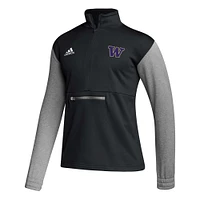 Men's adidas Black Washington Huskies Sideline AEROREADY Half-Zip Top
