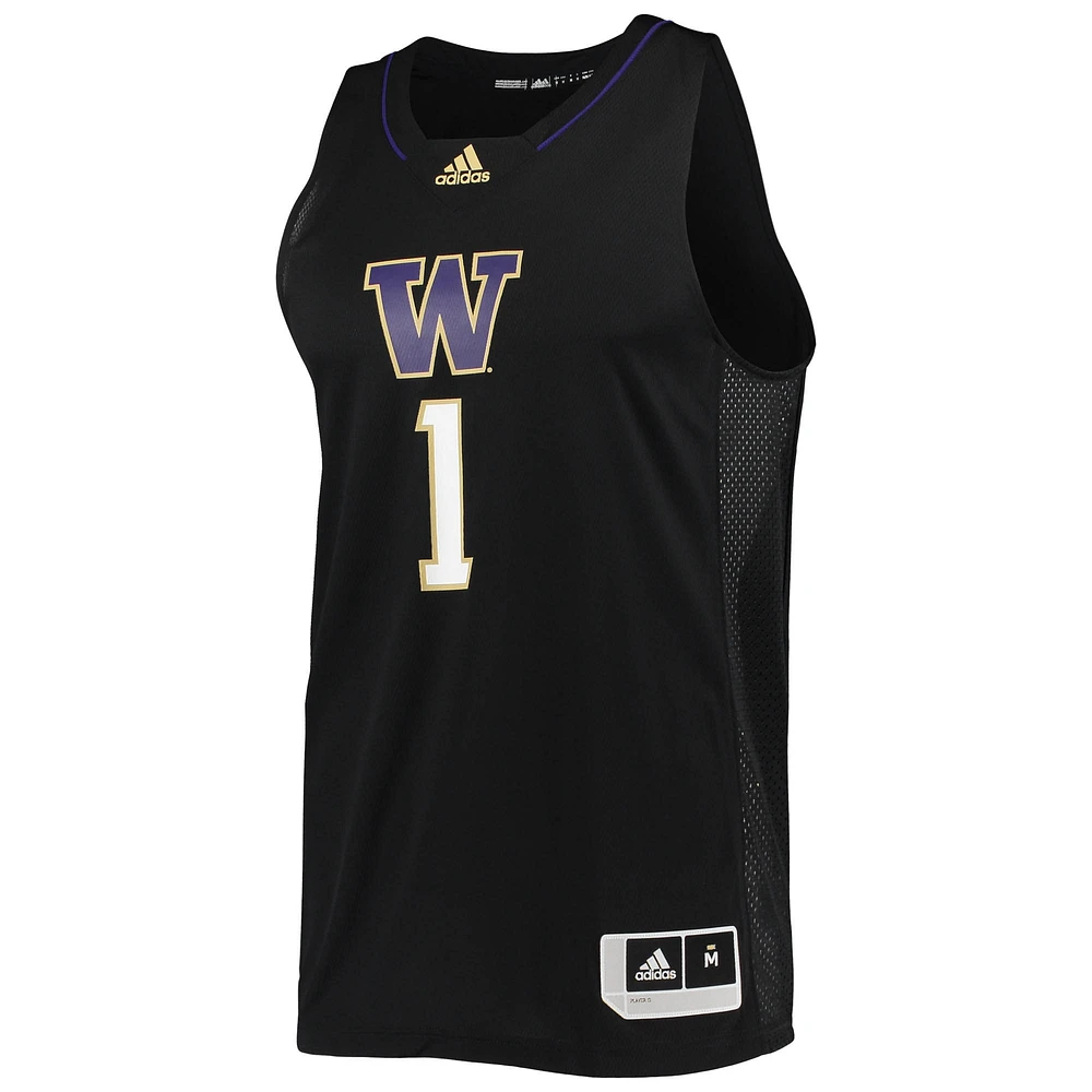 Maillot de basket-ball Swingman #1 Washington Huskies adidas noir pour homme