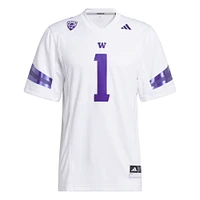 Men's adidas #1 White Washington Huskies Premier Football Jersey