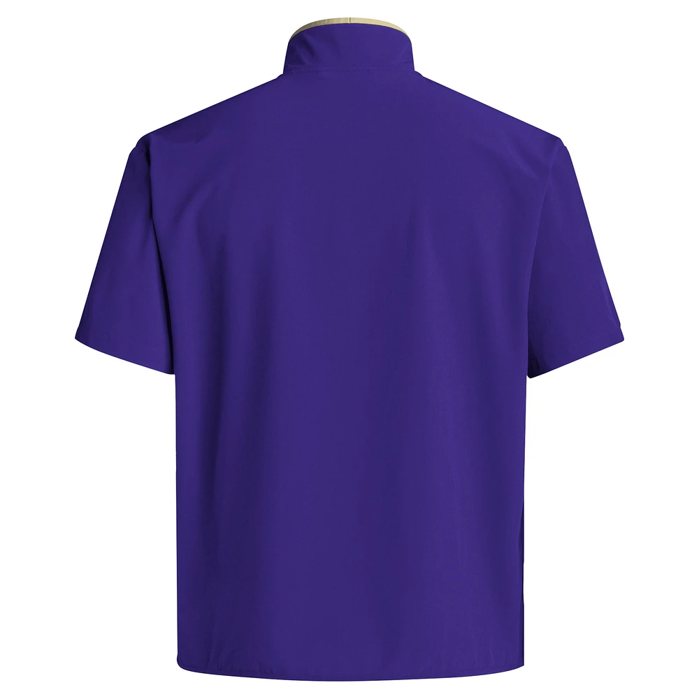 Men's adidas Washington Huskies 2024 Coaches Sideline Half-Zip Short Sleeve Jacket