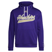 Men's adidas Purple Washington Huskies 2024 Sideline Travel Pullover Hoodie