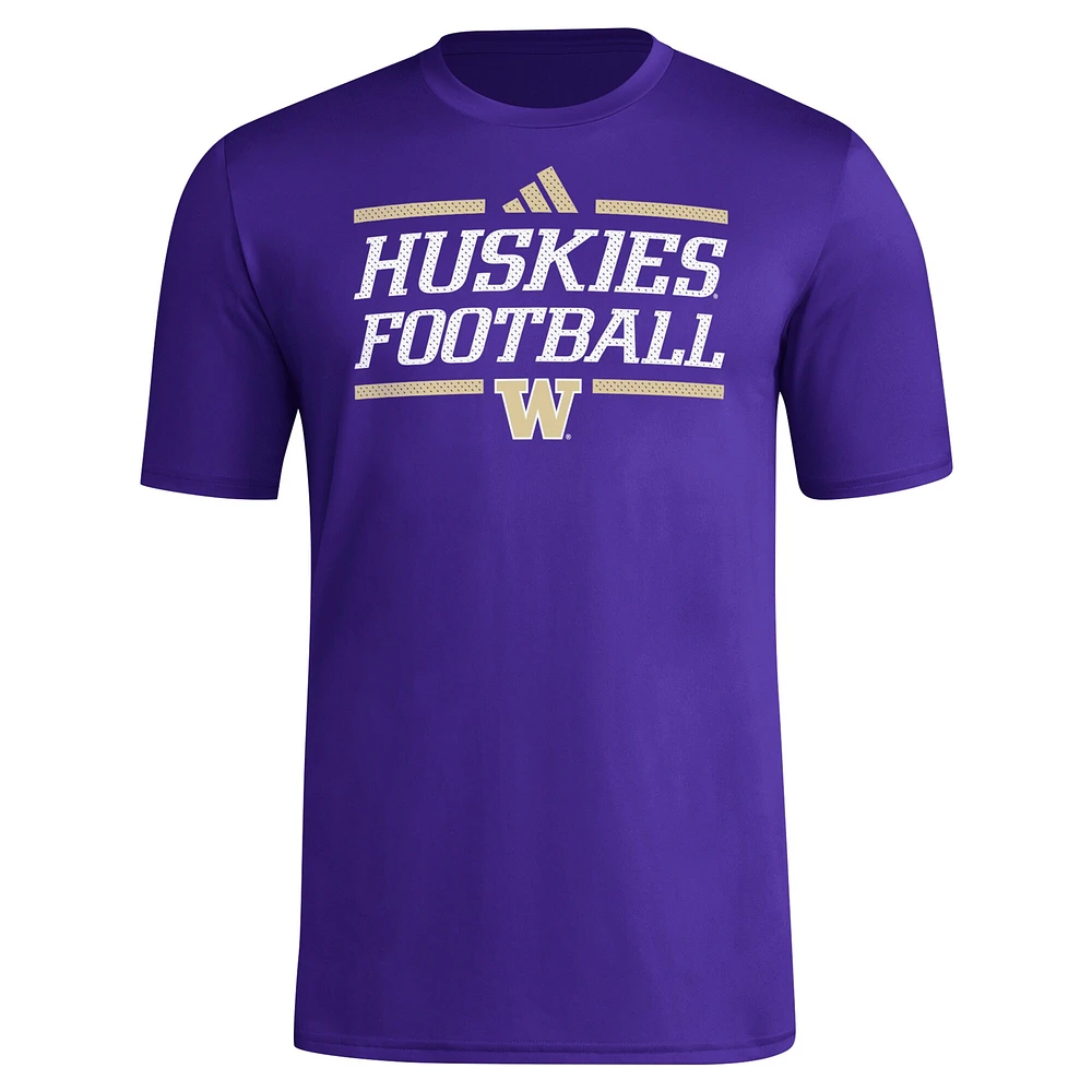 Men's adidas Purple Washington Huskies Locker Football Pre-Game AEROREADY T-Shirt