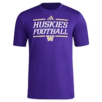 Men's adidas Purple Washington Huskies Locker Football Pre-Game AEROREADY T-Shirt