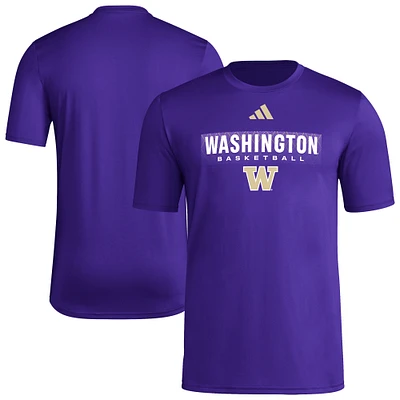 T-shirt adidas violet Washington Huskies Locker On-Court The Fade Pregame AEROREADY pour homme