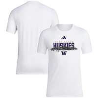 T-shirt de baseball adidas pour hommes, blanc, Washington Huskies, graines tournesol