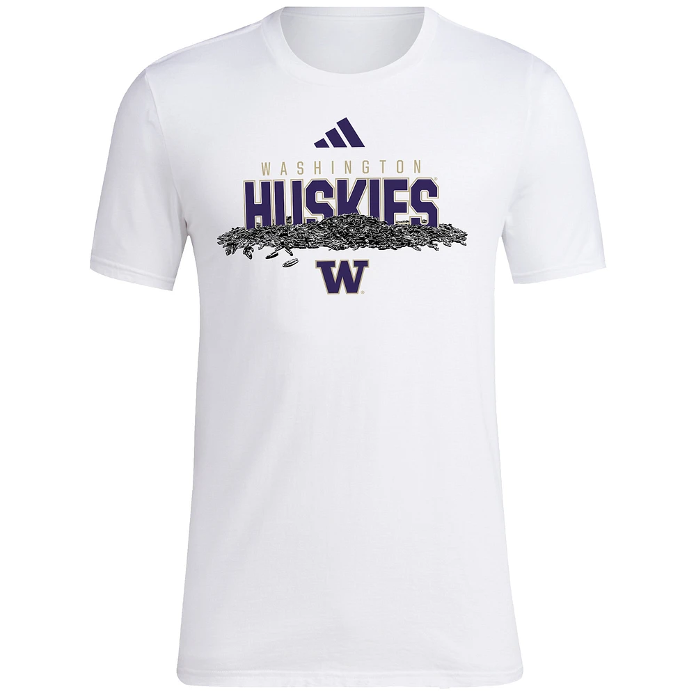T-shirt de baseball adidas pour hommes, blanc, Washington Huskies, graines tournesol