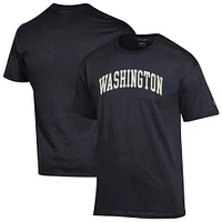 Men's Champion  Black Washington Huskies Basic Arch T-Shirt