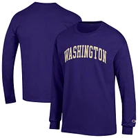 Men's Champion  Purple Washington Huskies Basic Arch Long Sleeve T-Shirt