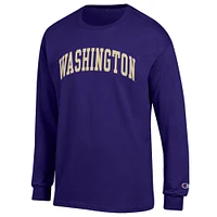 Men's Champion  Purple Washington Huskies Basic Arch Long Sleeve T-Shirt