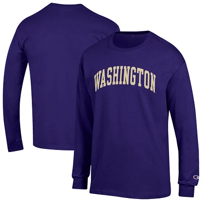 T-shirt à manches longues Champion Purple Washington Huskies Basic Arch pour homme
