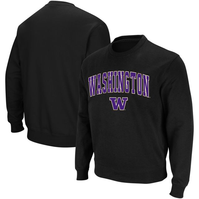 Colosseum Black Washington Huskies Sweat-shirt à col rond et logo pour homme