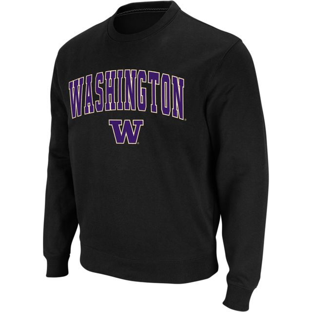 Colosseum Black Washington Huskies Sweat-shirt à col rond et logo pour homme