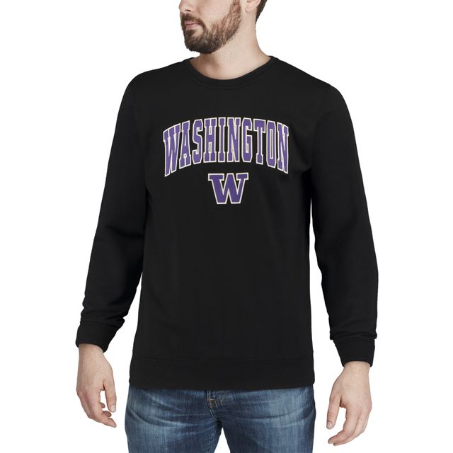 Colosseum Black Washington Huskies Sweat-shirt à col rond et logo pour homme