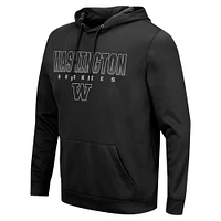 Men's Colosseum  Black Washington Huskies Blackout 3.0 Pullover Hoodie