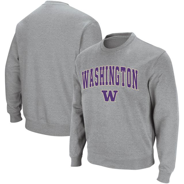 Sweat-shirt à col rond avec logo et arc des Washington Huskies Colosseum gris chiné pour hommes