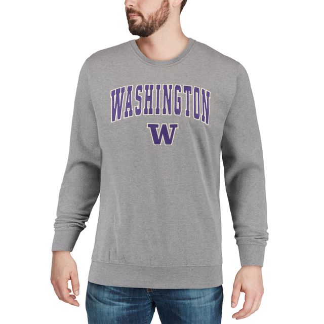 Sweat-shirt à col rond avec logo et arc des Washington Huskies Colosseum gris chiné pour hommes