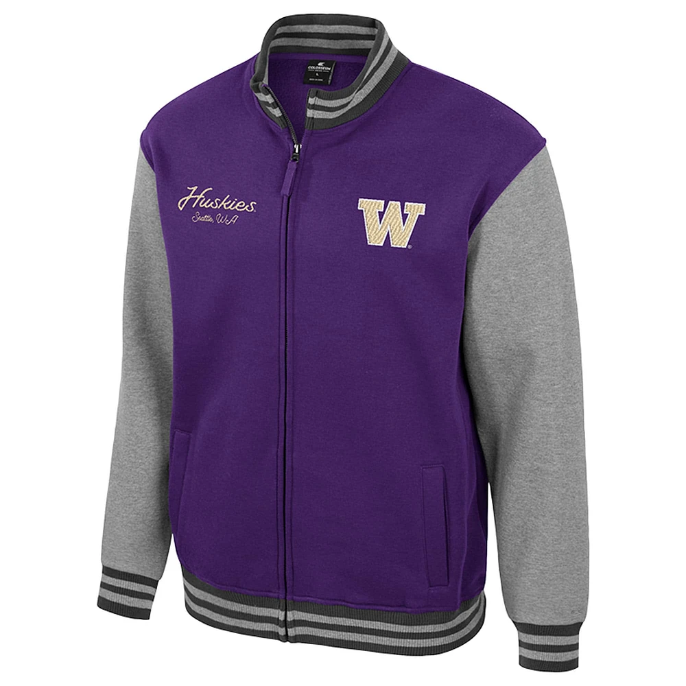 Veste universitaire entièrement zippée Ambi-Turner pour homme Colosseum Purple Washington Huskies