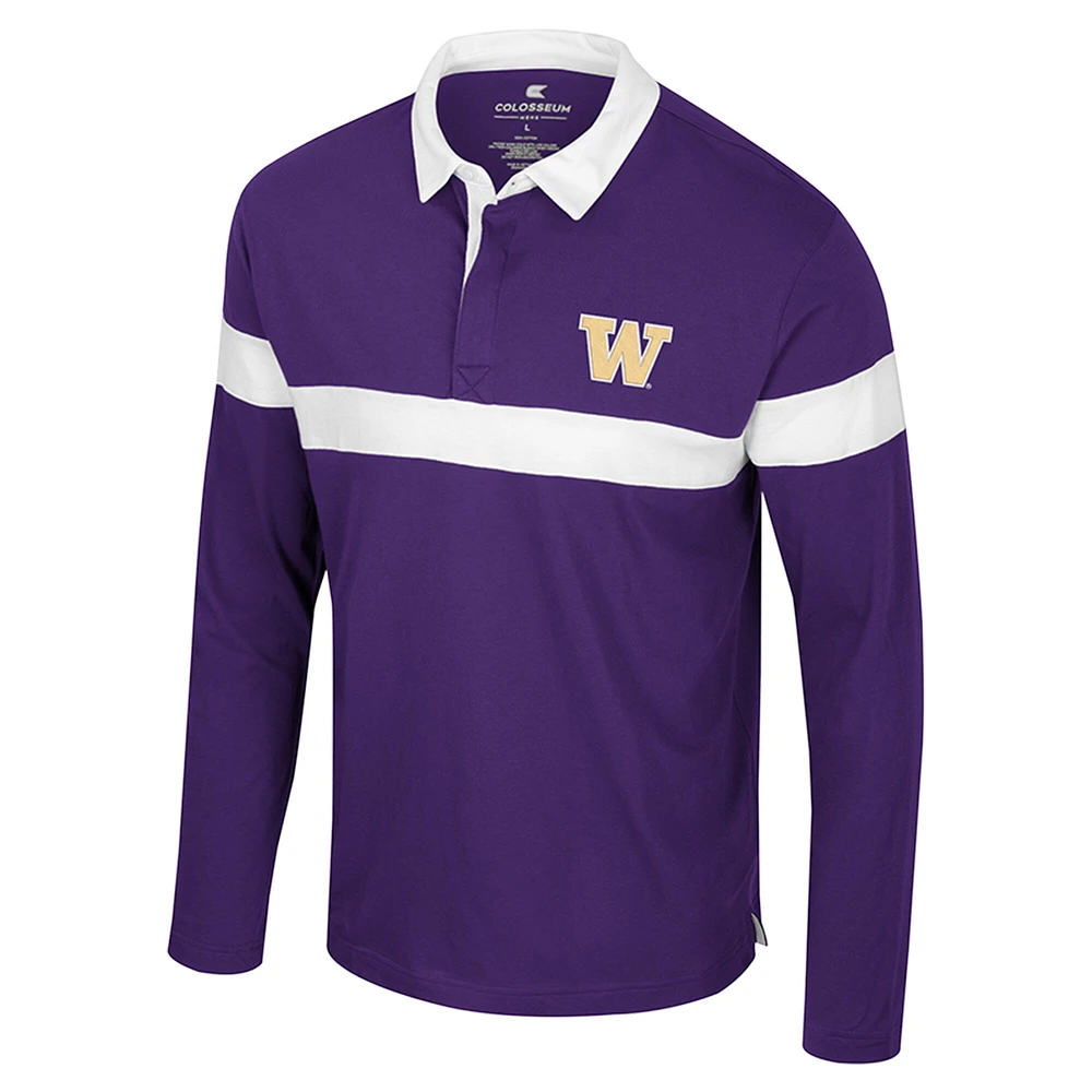 Men's Colosseum  Purple Washington Huskies Too Cool For School Long Sleeve Polo