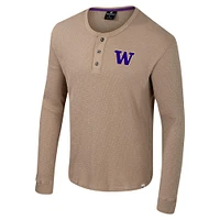 Men's Colosseum  Tan Washington Huskies Great Outdoors Henley Long Sleeve Shirt