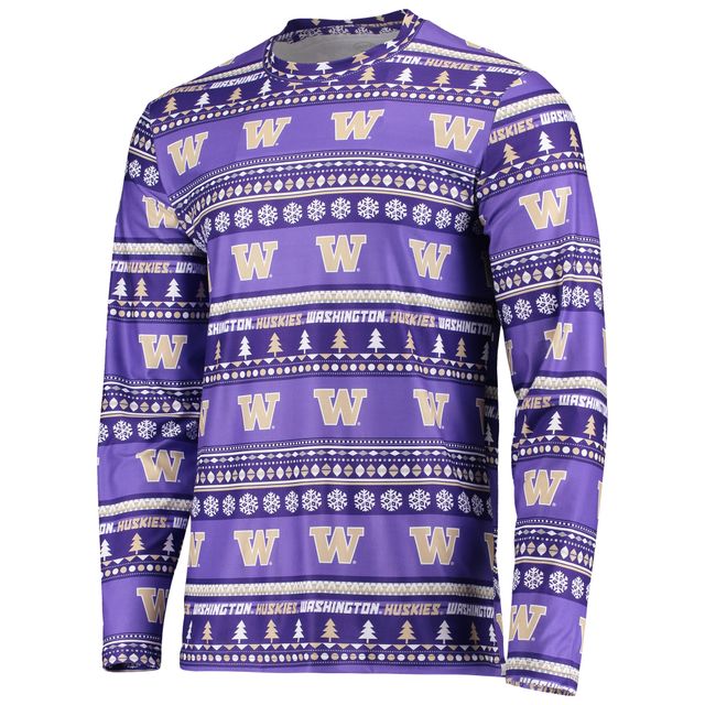 Concepts Sport Violet Washington Huskies Ugly Sweater T-shirt et pantalon à manches longues pour homme