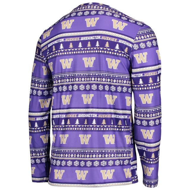 Concepts Sport Violet Washington Huskies Ugly Sweater T-shirt et pantalon à manches longues pour homme