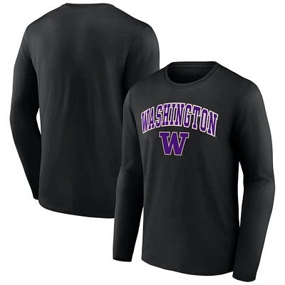 T-shirt noir à manches longues Fanatics Washington Huskies Campus pour hommes