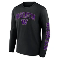 T-shirt noir à manches longues avec logo en détresse des Washington Huskies Fanatics pour hommes