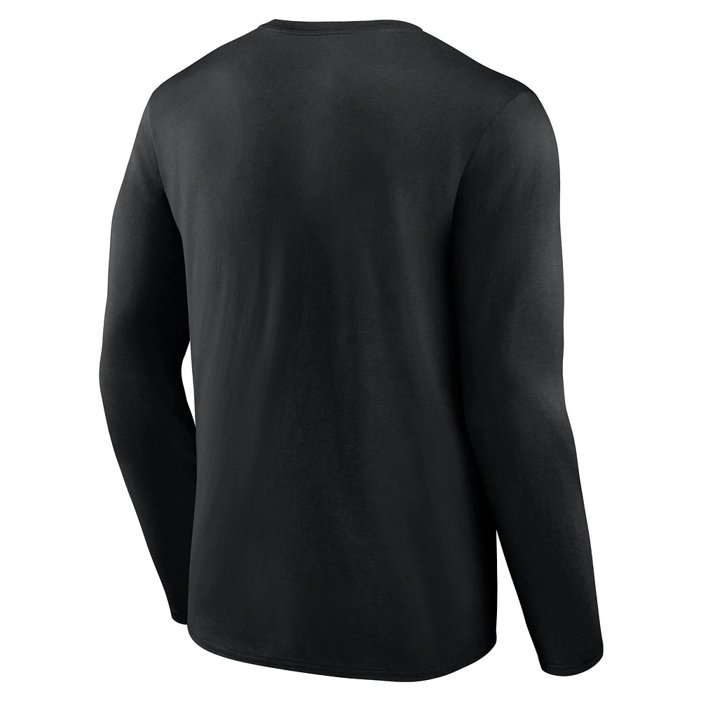 T-shirt noir à manches longues avec logo en détresse des Washington Huskies Fanatics pour hommes