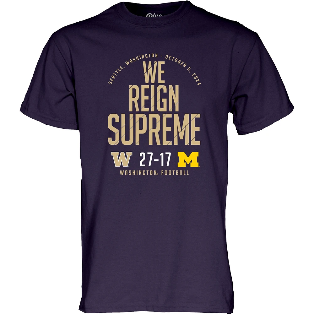 T-shirt unisexe bleu 84 violet Washington Huskies vs. Michigan Wolverines Score 2024