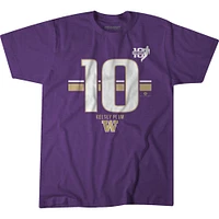 T-shirt unisexe à rayures avec nom et numéro BreakingT Kelsey Plum Purple Washington Huskies