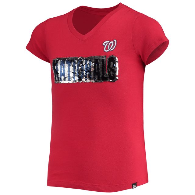 NWE WANATS RED Junior GIRLS FLIP SEQUIN TEAM SS TEE TEEYTHGRL