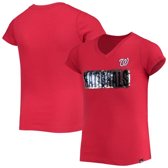 NWE WANATS RED Junior GIRLS FLIP SEQUIN TEAM SS TEE TEEYTHGRL